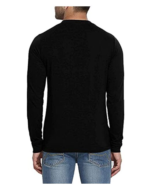 Decrum Mens Long Sleeve Shirts - Soft Casual Round Neck Full Sleeves Ringer Tees