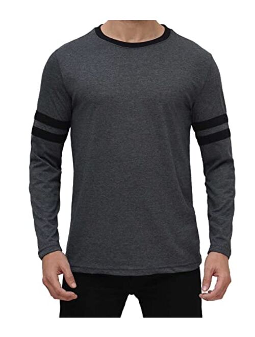 Decrum Mens Long Sleeve Shirts - Soft Casual Round Neck Full Sleeves Ringer Tees