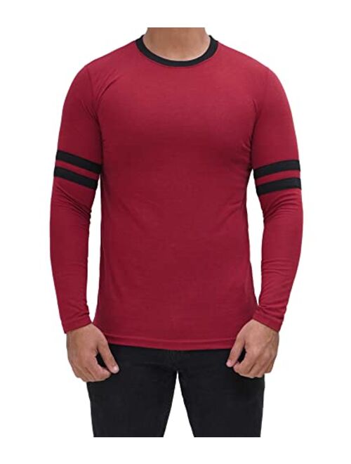 Decrum Mens Long Sleeve Shirts - Soft Casual Round Neck Full Sleeves Ringer Tees