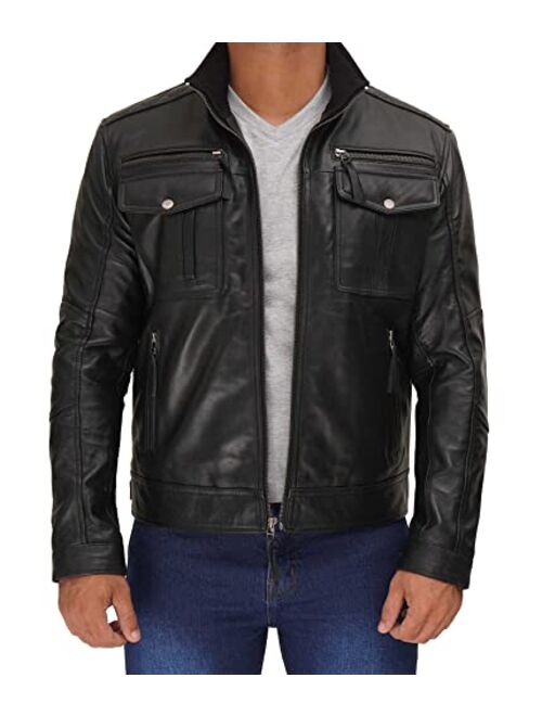 Decrum Leather Jacket Men - Real Lambskin Distressed Motorcycle Jackets for Mens