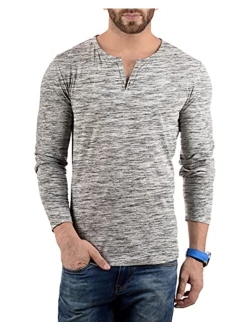 Henley Long Sleeve Shirts for Men - Casual Slim Fit Full Sleeves T-Shirts