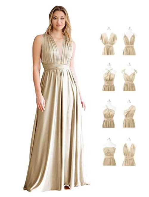 Belle's Design Women's Infinity Bridesmaid Dress with Bandeau top Evening Transformer Maxi Regular and Plus Size