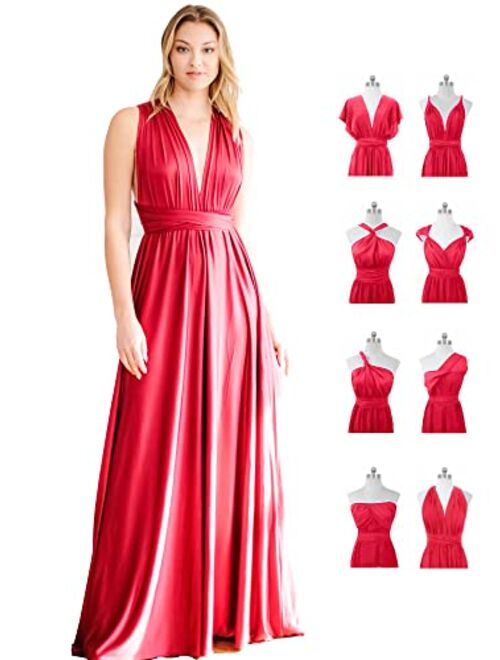 Belle's Design Women's Infinity Bridesmaid Dress with Bandeau top Evening Transformer Maxi Regular and Plus Size