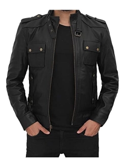 Mens Leather Jacket Real Lambskin Motorcycle Jacket for Men