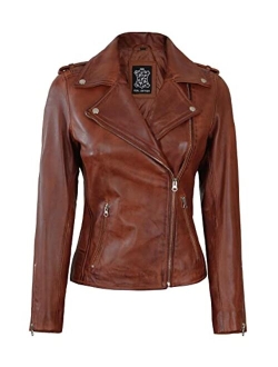 Biker Leather Jacket Women - Ladies Sexy Racer Motorcycle Jackets