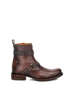 Men's Boot in Genuine Leather with Zipper Brown