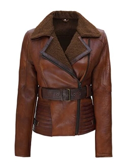 Real Lambskin Womens Leather Jacket - Shearling Leather Jackets for Women