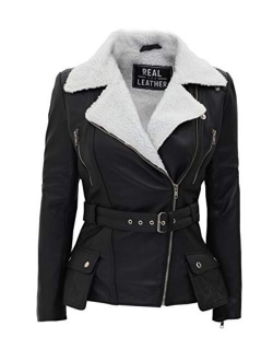 Real Lambskin Womens Leather Jacket - Shearling Leather Jackets for Women