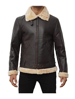 Shearling Leather Jacket Men - Real Lambskin Leather Sherpa Jackets For Men