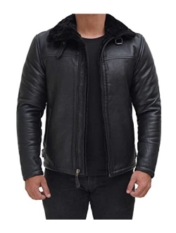 Shearling Leather Jacket Men - Real Lambskin Leather Sherpa Jackets For Men