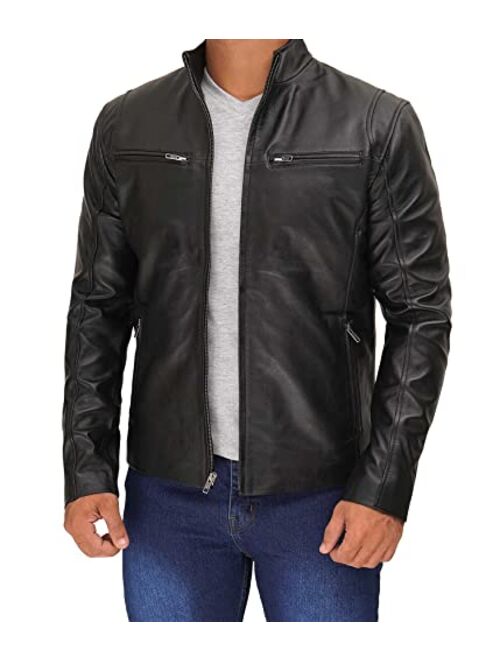 Buy Decrum Brown And Black Leather Jacket For Men - 100% Real Lambskin ...