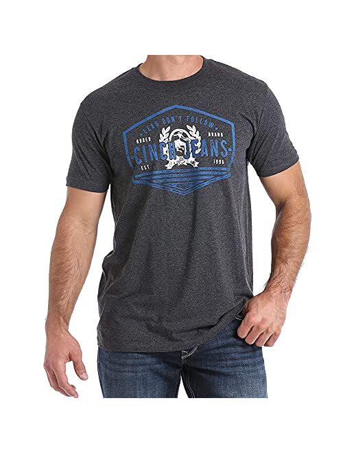 Cinch Men's Shield Heathered Cotton-Poly Jersey Tee