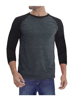 Raglan Shirt Men Soft Sports Jersey - 3 Quarter/Long Sleeves Baseball Tee Shirts