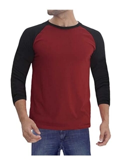 Raglan Shirt Men Soft Sports Jersey - 3 Quarter/Long Sleeves Baseball Tee Shirts