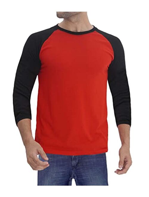 Decrum Raglan Shirt Men Soft Sports Jersey - 3 Quarter/Long Sleeves Baseball Tee Shirts