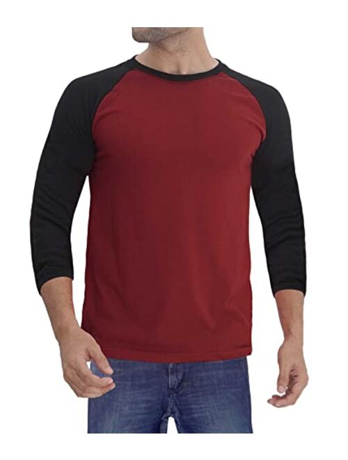 Decrum Raglan Shirt Men Soft Sports Jersey - 3 Quarter/Long Sleeves Baseball Tee Shirts