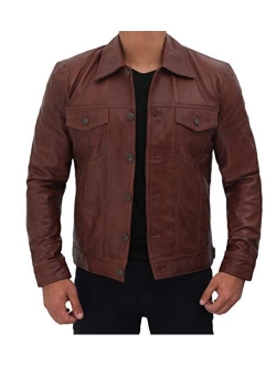 Vintage Trucker Jacket Men - Real Lambskin Mens Leather Jackets