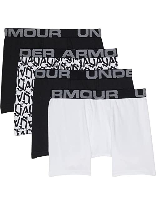 Under Armour Kids 4-Pack Cube Logo Cotton Boxer Set (Big Kids)