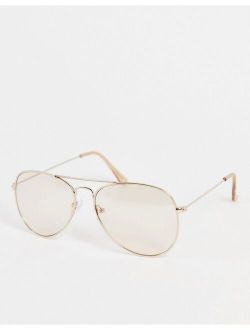 AJ Morgan Chris Aviator Sunglasses In Gold mirror