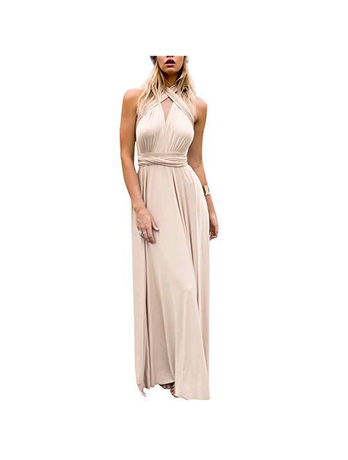 Olemek Women Transformer Evening Long Prom Dress Convertible Multi-Way Twist Wrap Bridesmaid Maxi Party Infinity Dress with Bandeau