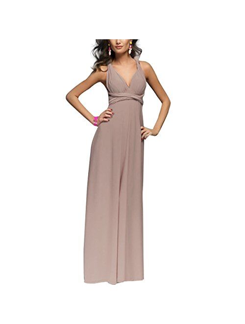 Olemek Women Transformer Evening Long Prom Dress Convertible Multi-Way Twist Wrap Bridesmaid Maxi Party Infinity Dress with Bandeau