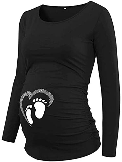 Decrum Maternity Tshirts for Women - Funny Graphic Pregnancy Announcement Shirts