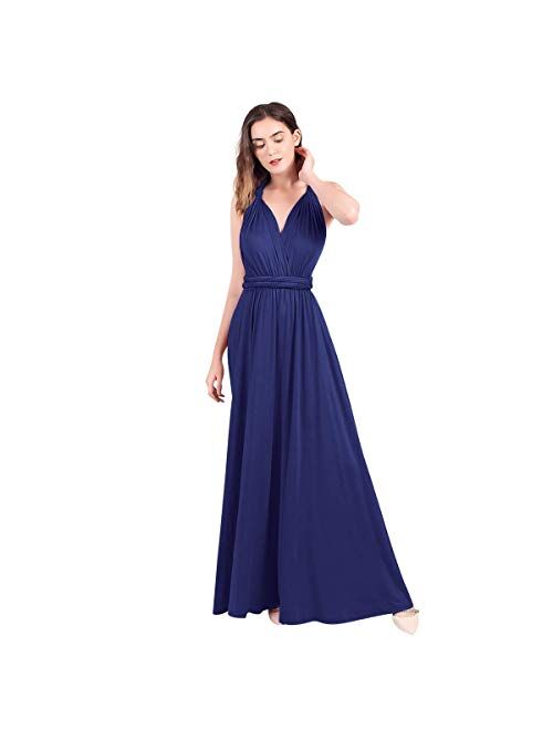 Imekis Womens Bridesmaid Dress Transformer Convertible Multi Ways Wrap Wedding Cocktail Long Evening Dress Formal Ball Gown