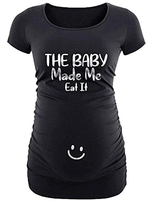 Decrum Maternity T Shirts For Women - Cute Funny Graphic Pregnancy Gifts For First Time Moms Ruched Sides Tops