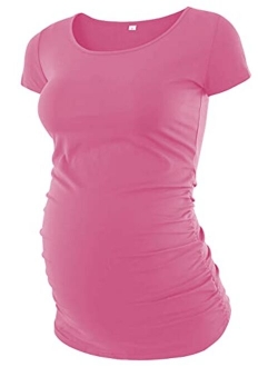 Maternity Shirts for Women - Short/Long Sleeves Pregnancy Outfits Ruched Sides Pregnant Tops & Tees for Womans