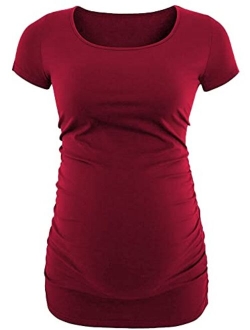 Maternity Shirts for Women - Short/Long Sleeves Pregnancy Outfits Ruched Sides Pregnant Tops & Tees for Womans