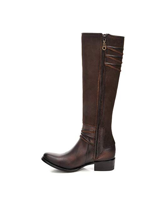 Cuadra Women's Tall Boot in Genuine Leather with Zipper Brown