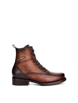 Men's Urban Boot in Genuine Deer Leather with Laces and Zipper Black