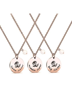 Zuo Bao 3 Sister Necklace Big Sister Middle Sister Little Sister Necklace Set Sisters Gift Best Friend Necklace