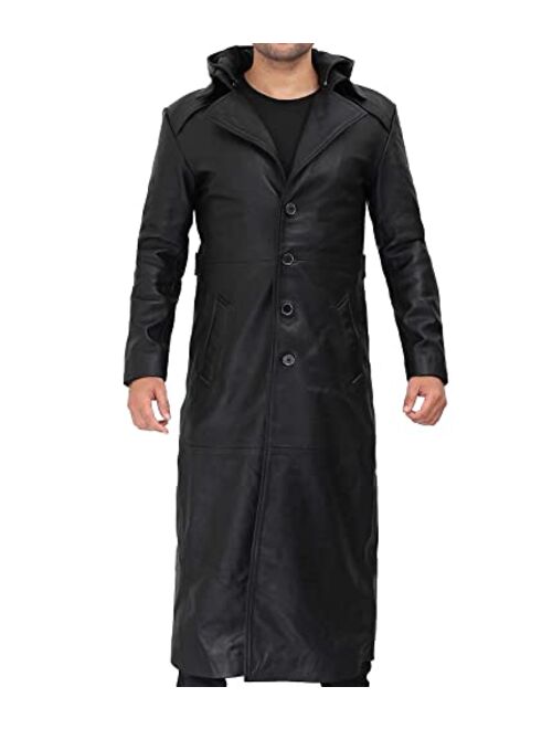 Decrum Leather Coat Men - Real Leather 3/4 Length Carcoat Winter Jackets for Mens