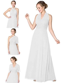 Houganhe Multiway Wrap Wedding Guest Dress Chiffon Maxi Infinity Convertible Bridesmaid Dress
