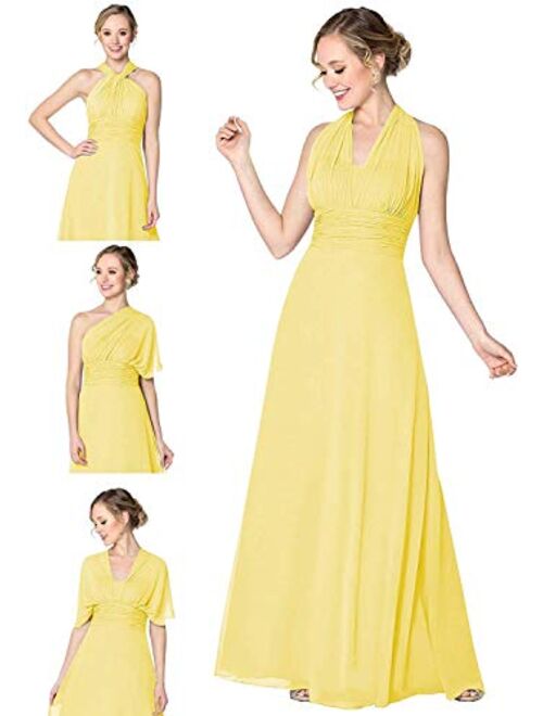 Houganhe Multiway Wrap Wedding Guest Dress Chiffon Maxi Infinity Convertible Bridesmaid Dress