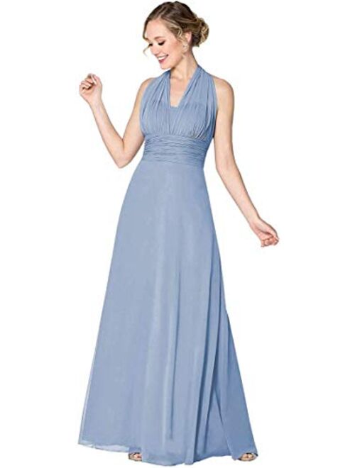 Houganhe Multiway Wrap Wedding Guest Dress Chiffon Maxi Infinity Convertible Bridesmaid Dress