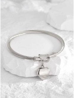 Heart Charm Stainless Steel Bracelet