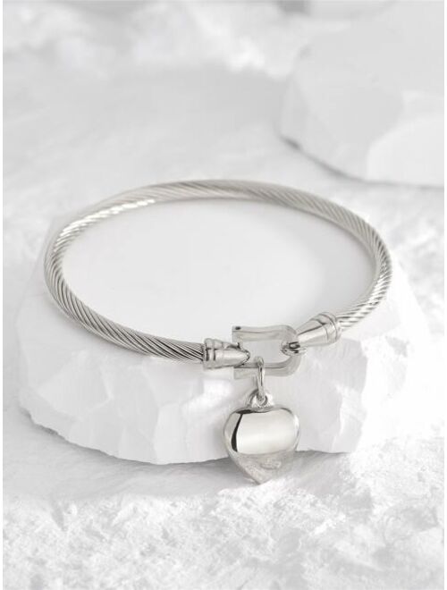 Shein Heart Charm Stainless Steel Bracelet