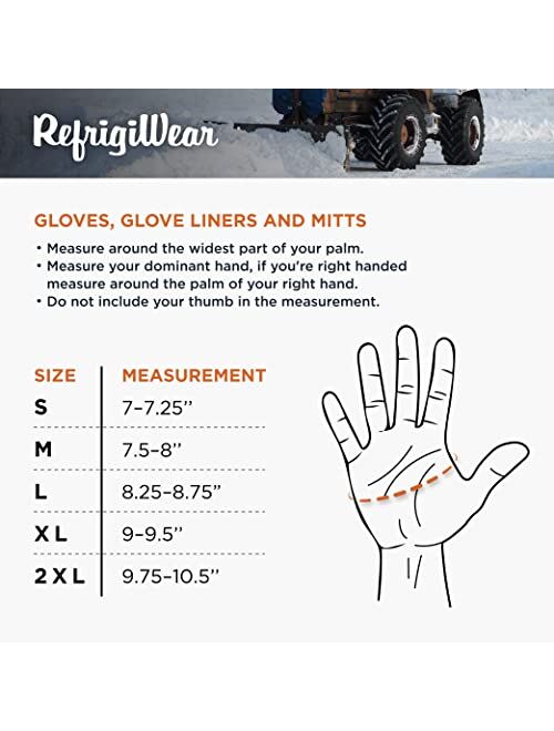 RefrigiWear Fleece Lined Fiberfill Insulated Cowhide Leather Mitten Gloves