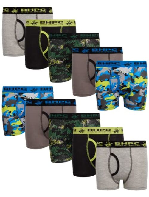 Beverly Hills Polo Club Boys' Underwear - 10 Pack Cotton Boxer Briefs (Size: 4-18)