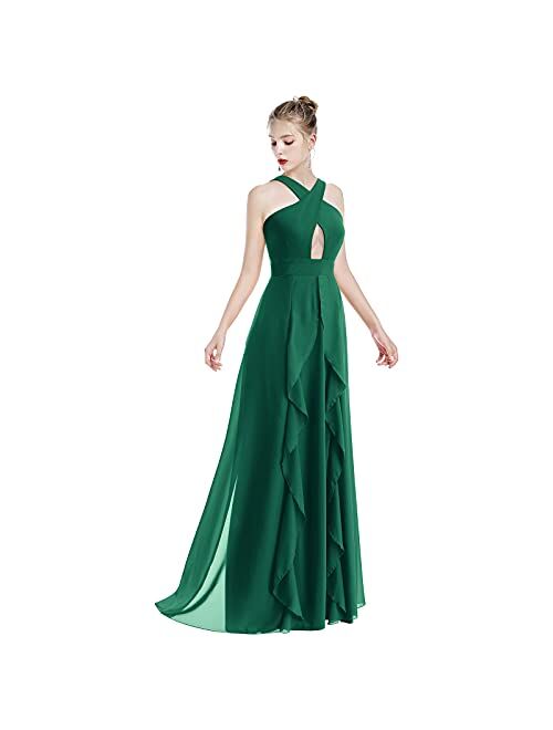 Iwemek Women Transformer Hi Low Evening Long Prom Dress Halter Convertible Multi Way Spaghetti Strap Wedding Cocktail Maxi Gown