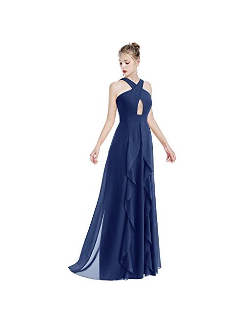 Iwemek Women Transformer Hi Low Evening Long Prom Dress Halter Convertible Multi Way Spaghetti Strap Wedding Cocktail Maxi Gown