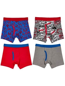 Trimfit Boys Cotton/Spandex Boxer Briefs (Pack of 4 Tagless Kids Underwear)