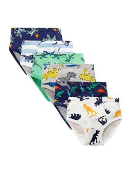 BYONEME 100% Cotton Little Boys Briefs Soft Dinosaur Truck Toddler Underwear