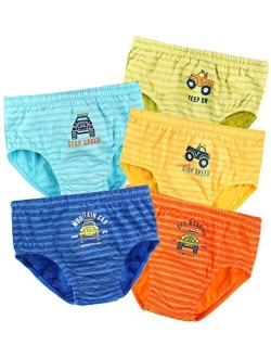 BOOPH Little Boys Toddlers Cotton Underwear Briefs Car 5 Pack 2-5T