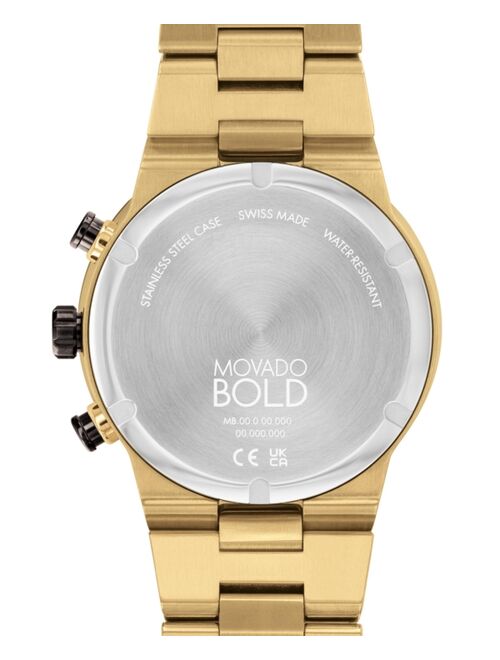 Movado Men's Swiss Chronograph Bold Fusion Gold Ion-Plated Stainless Steel Bracelet Watch 44mm