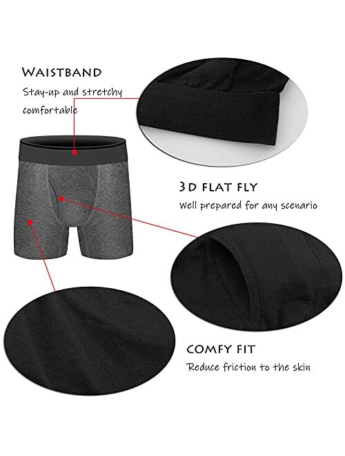 Conkend Boys Boxer Briefs,Cotton Toddler Underwear Breathable Mesh Performance Sport Big Boy Boxer Briefs with Fly 5Pack