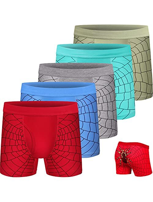 Conkend Boys Boxer Briefs,Cotton Toddler Underwear Breathable Mesh Performance Sport Big Boy Boxer Briefs with Fly 5Pack