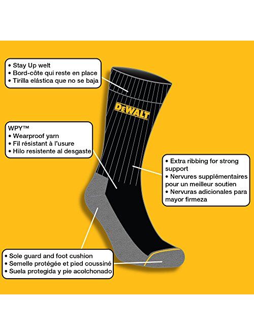 DEWALT Men's 2 Pack All-Season Cotton Crew Work Socks